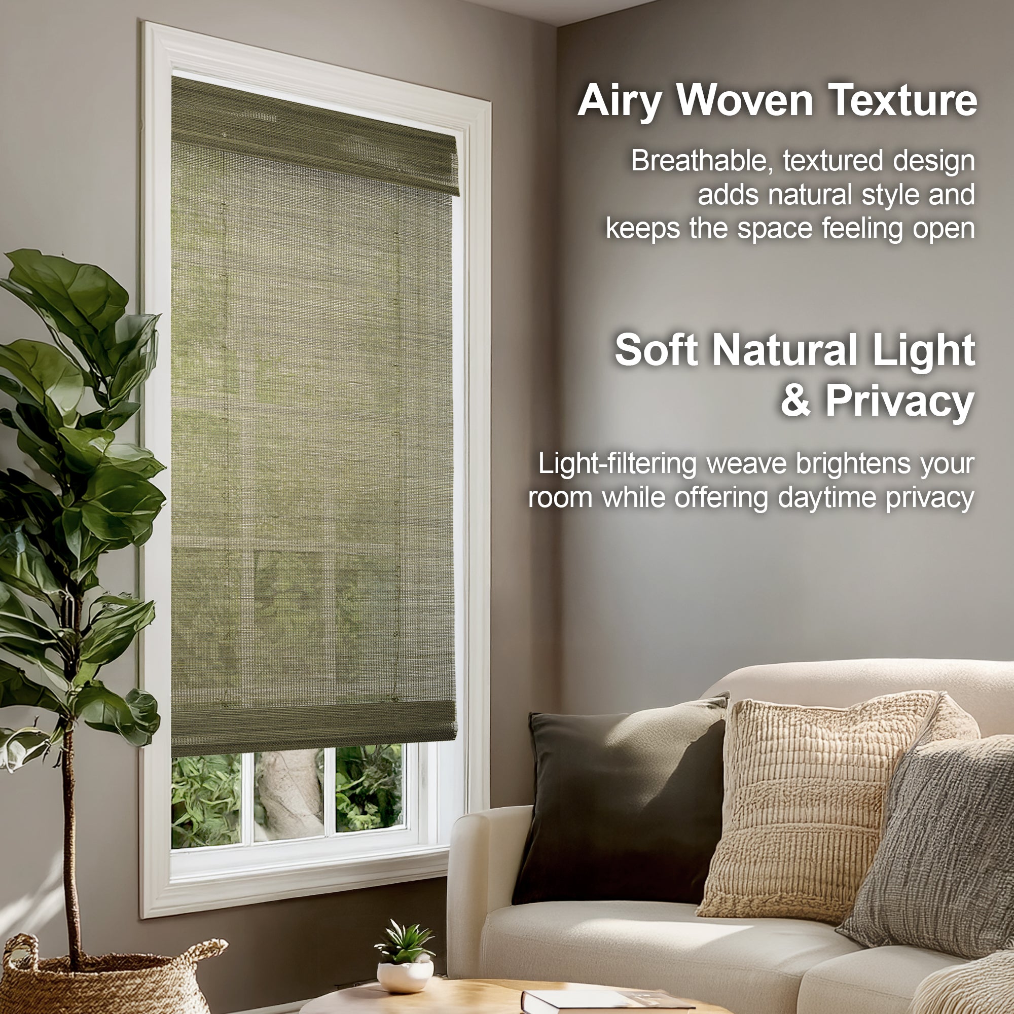 Custom Bamboo Shades – Light Filtering, Mesh