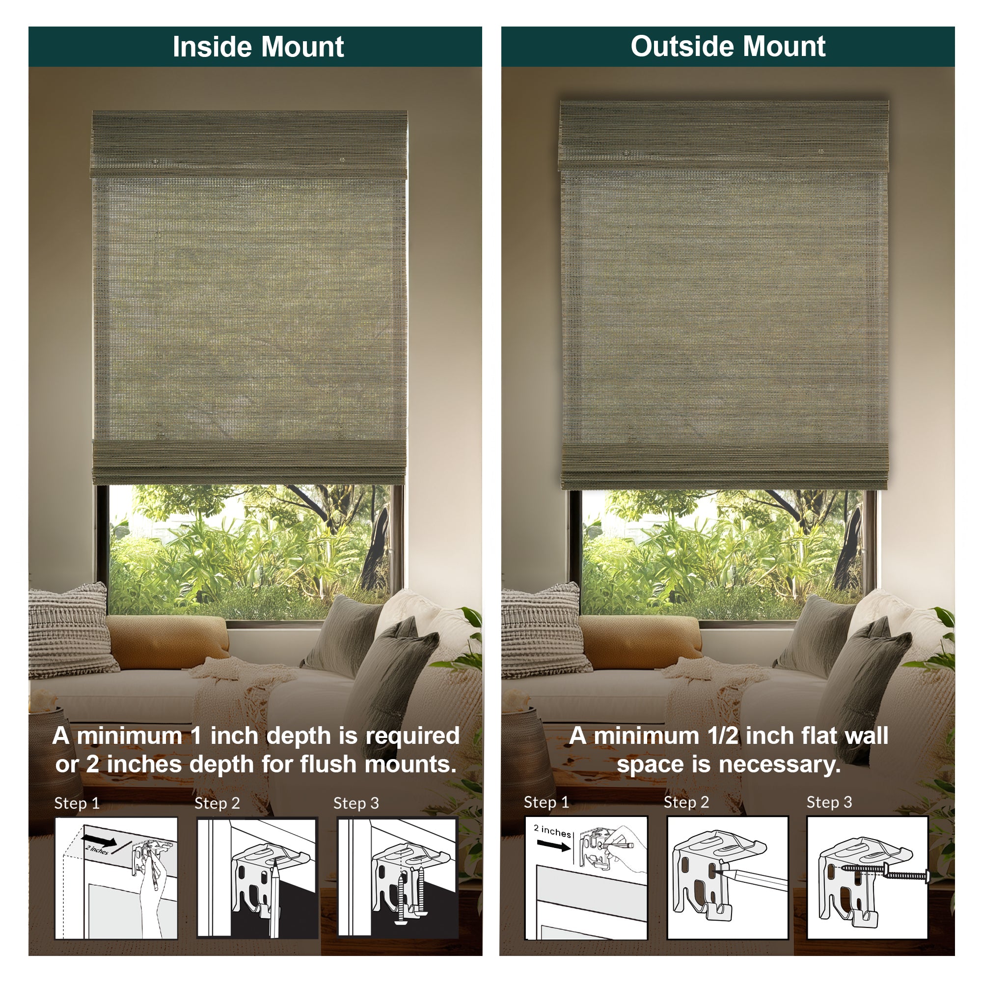 Custom Bamboo Shades – Light Filtering, Mesh