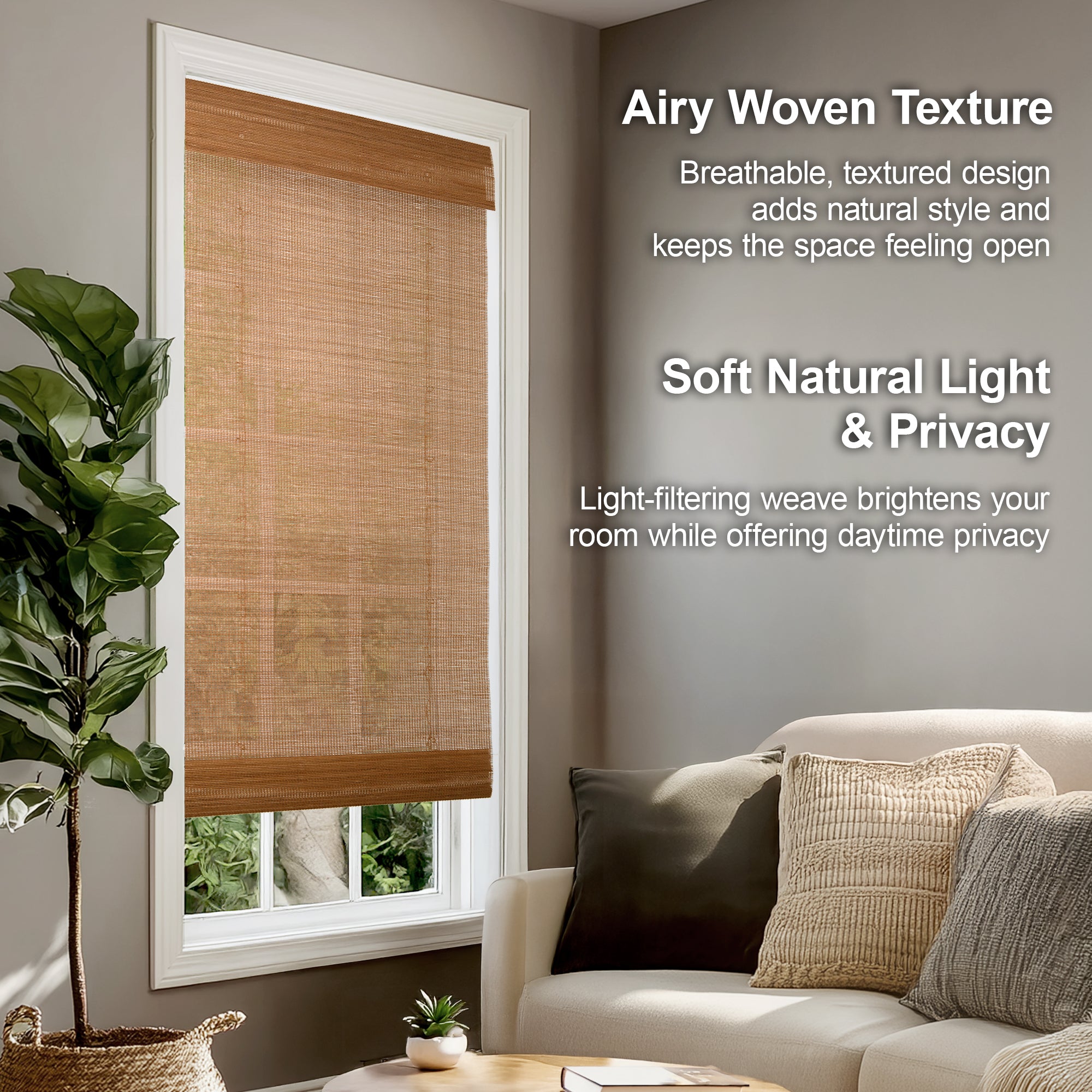 Custom Bamboo Shades – Light Filtering, Mesh
