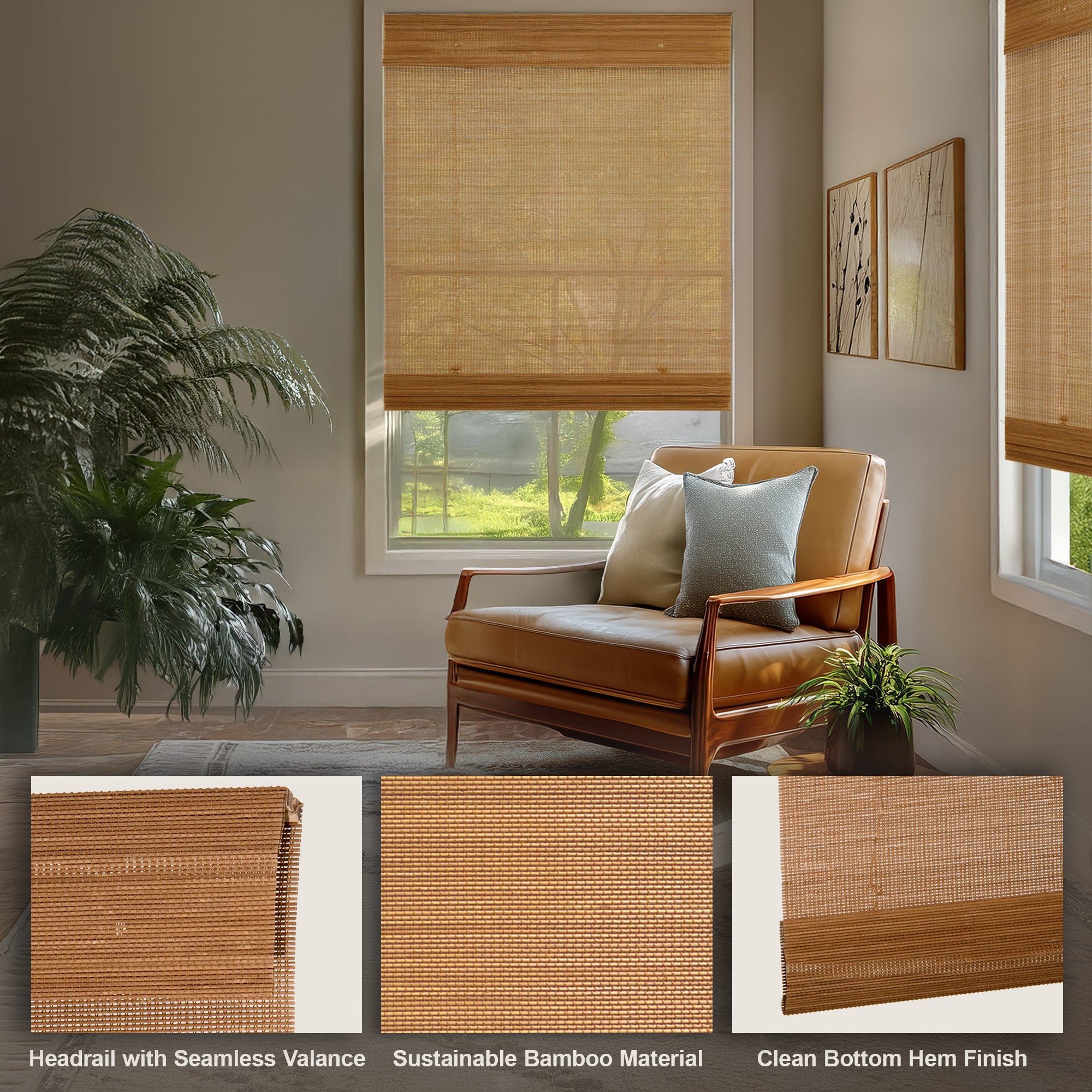 Custom Bamboo Shades – Light Filtering, Mesh