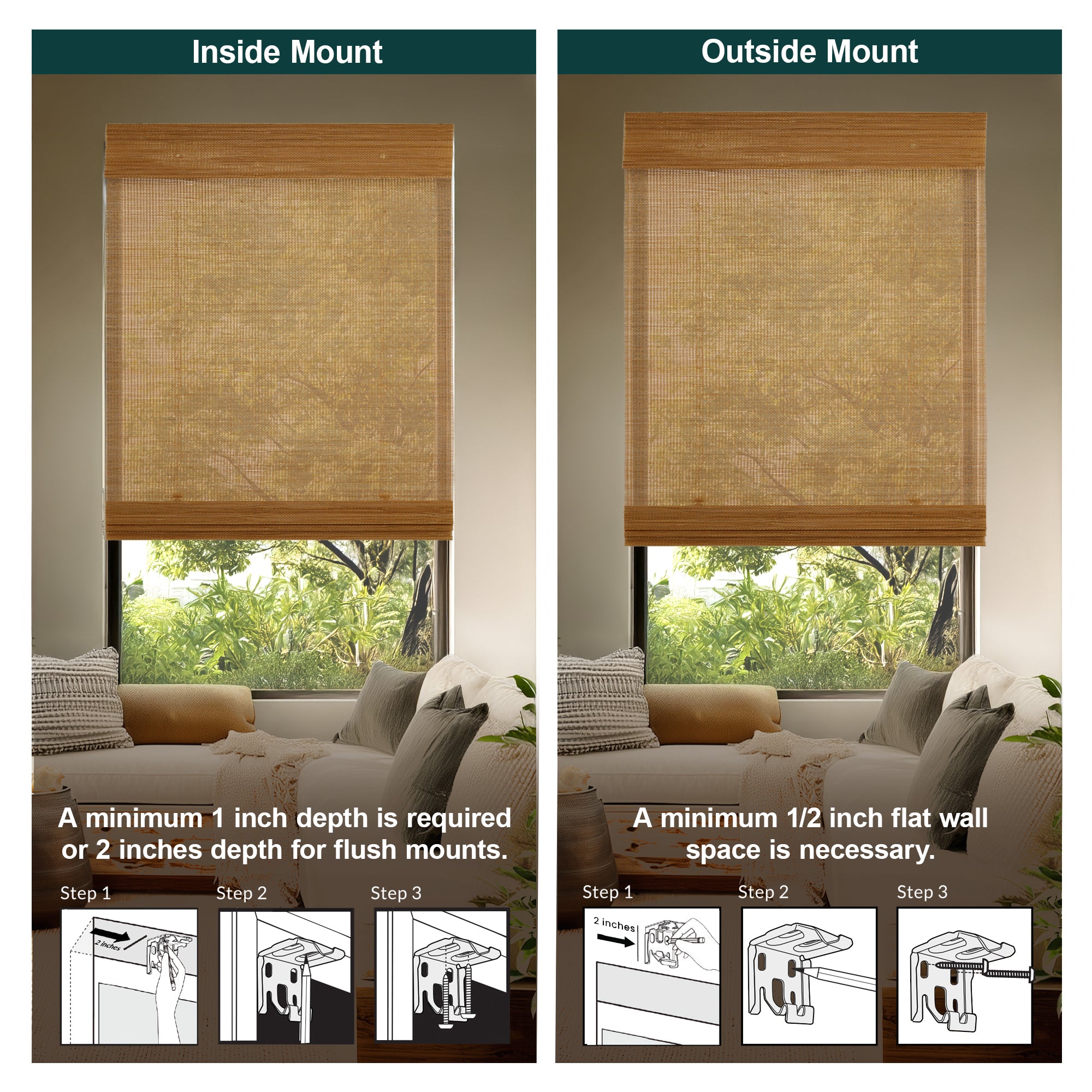 Custom Bamboo Shades – Light Filtering, Mesh