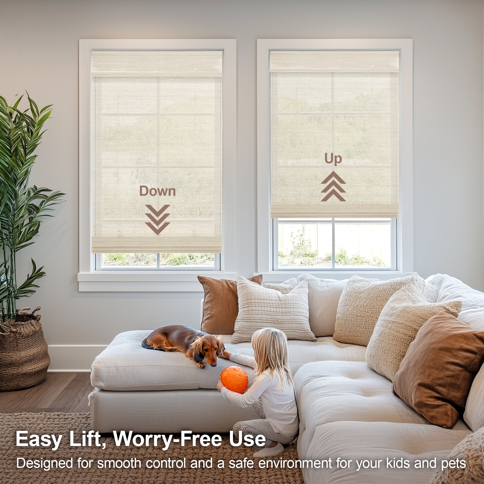 Custom Bamboo Shades – Light Filtering, Mesh