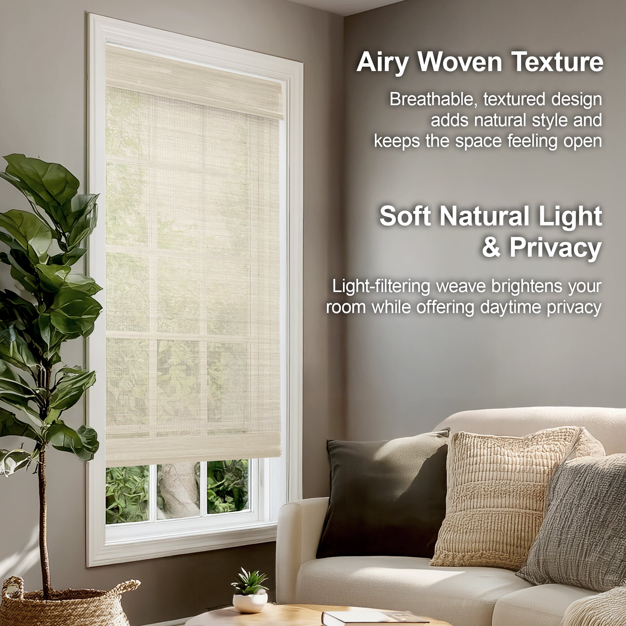 Custom Bamboo Shades – Light Filtering, Mesh