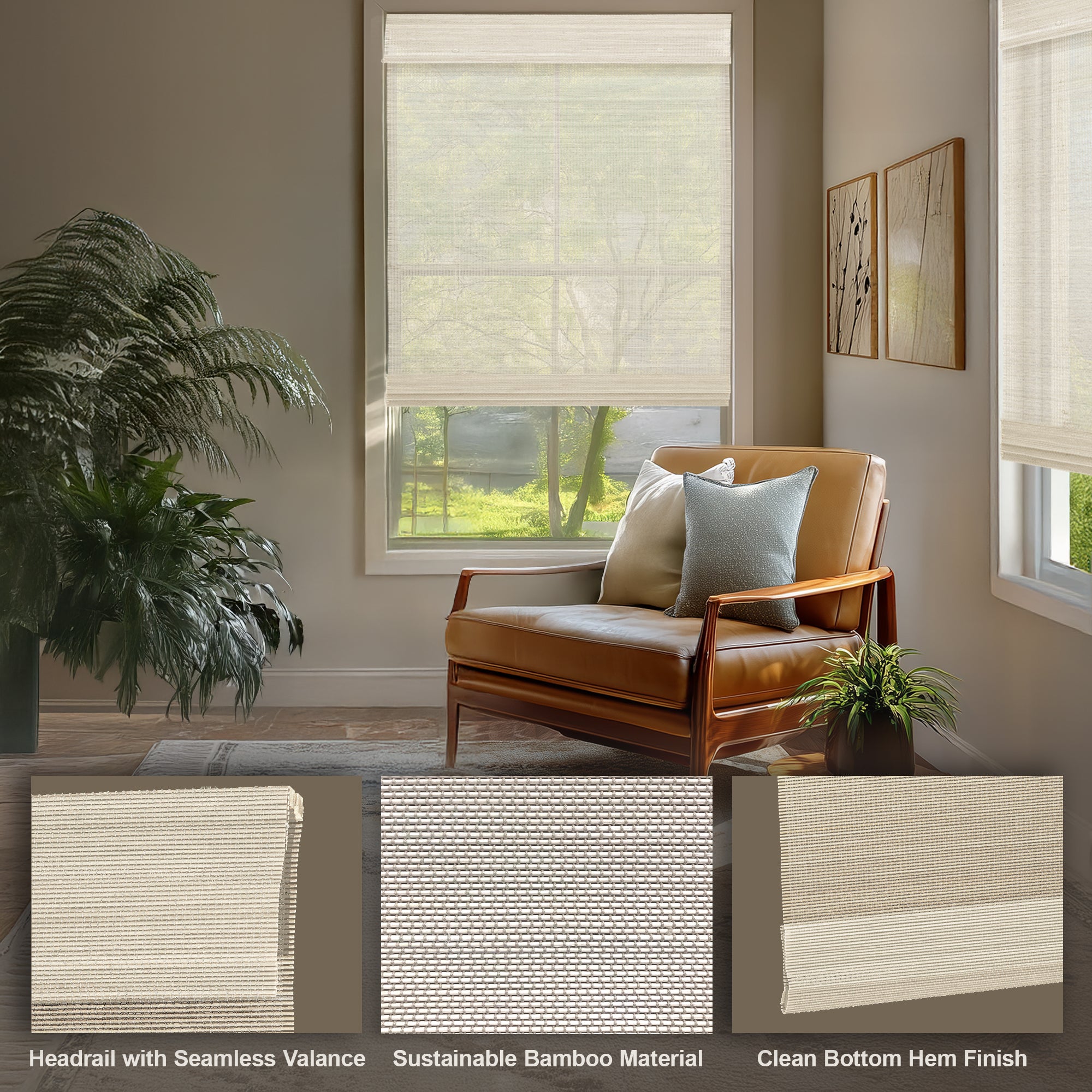 Custom Bamboo Shades – Light Filtering, Mesh