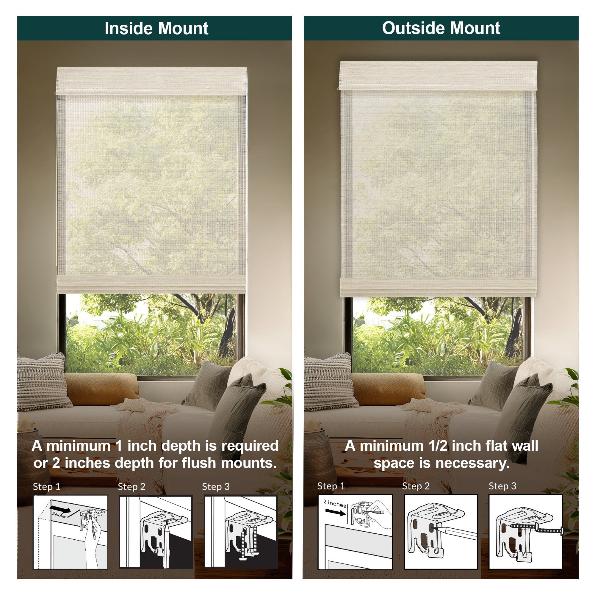 Custom Bamboo Shades – Light Filtering, Mesh