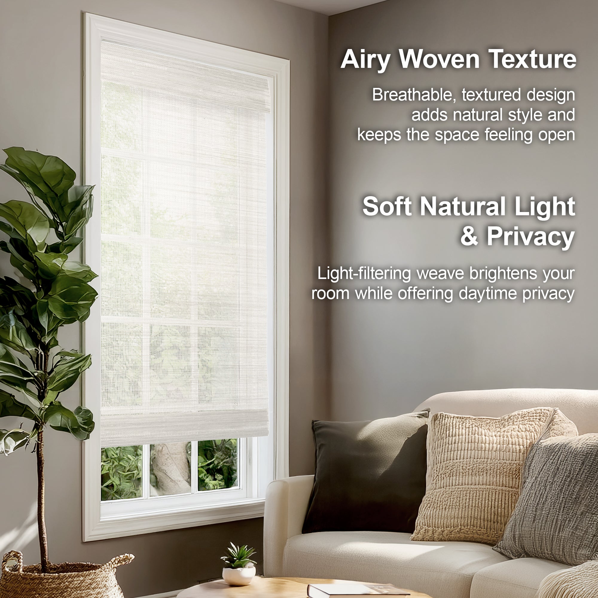 Custom Bamboo Shades – Light Filtering, Mesh