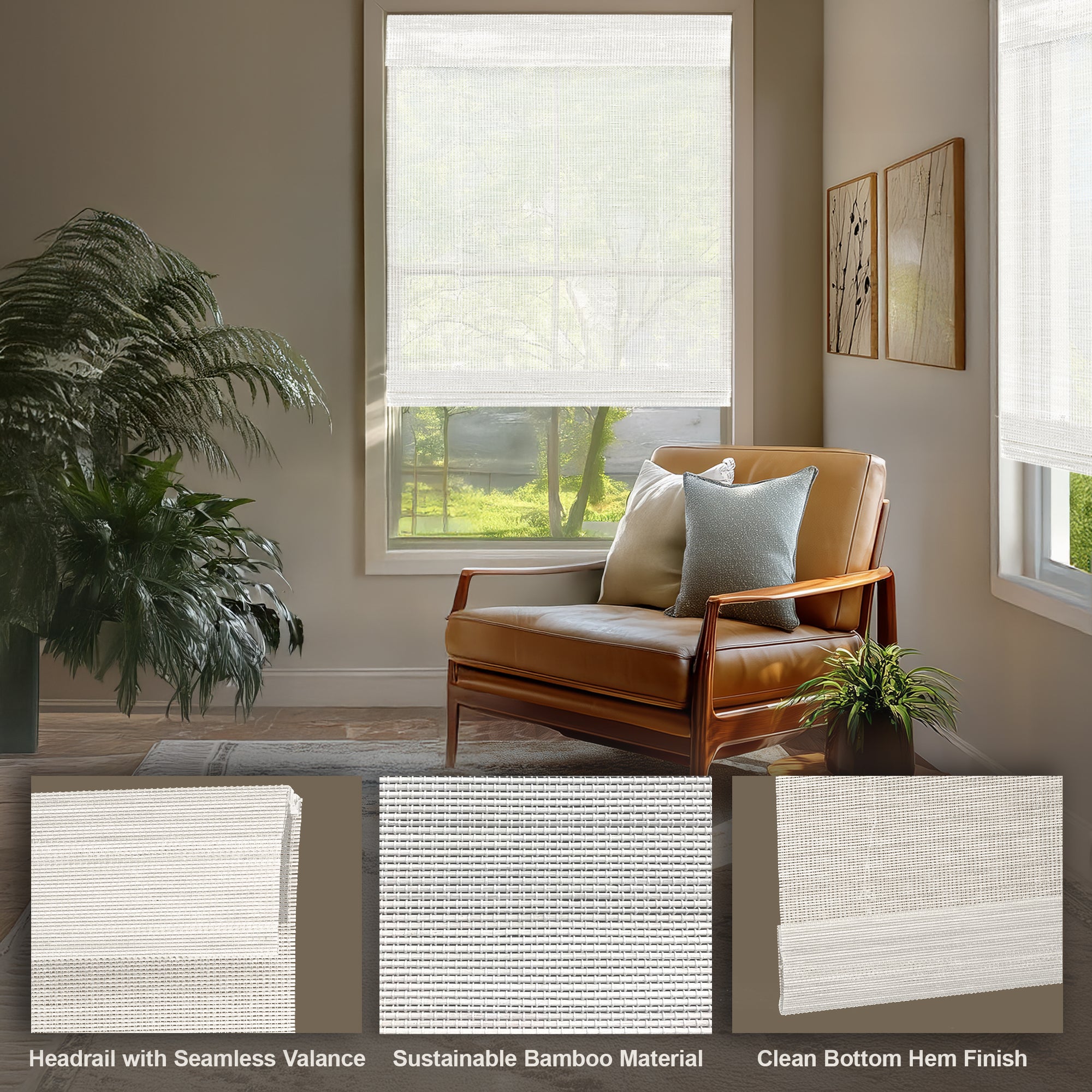 Custom Bamboo Shades – Light Filtering, Mesh