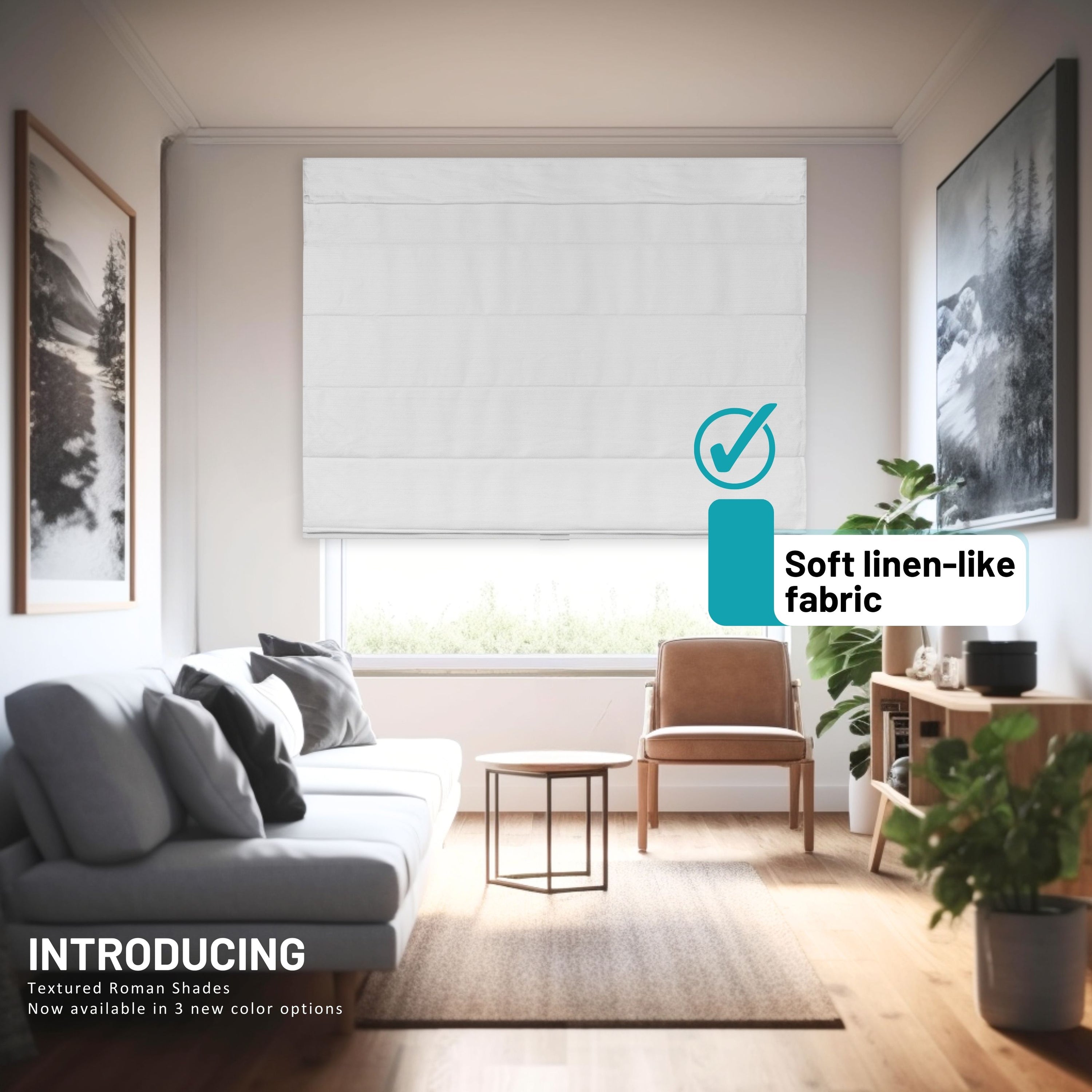 Roman Shades - Light Filtering, Classical 7 Fold Front