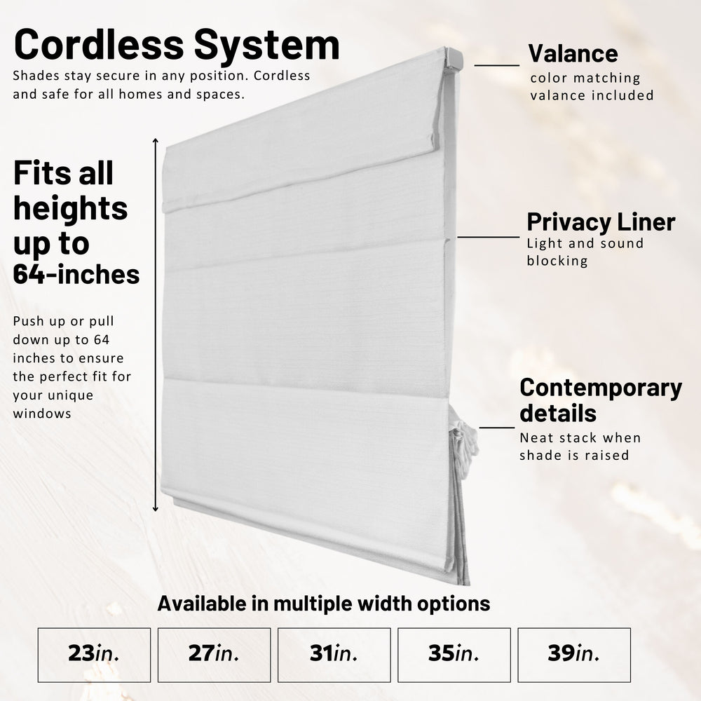 Roman Shades - Light Filtering, Classical 7 Fold Front