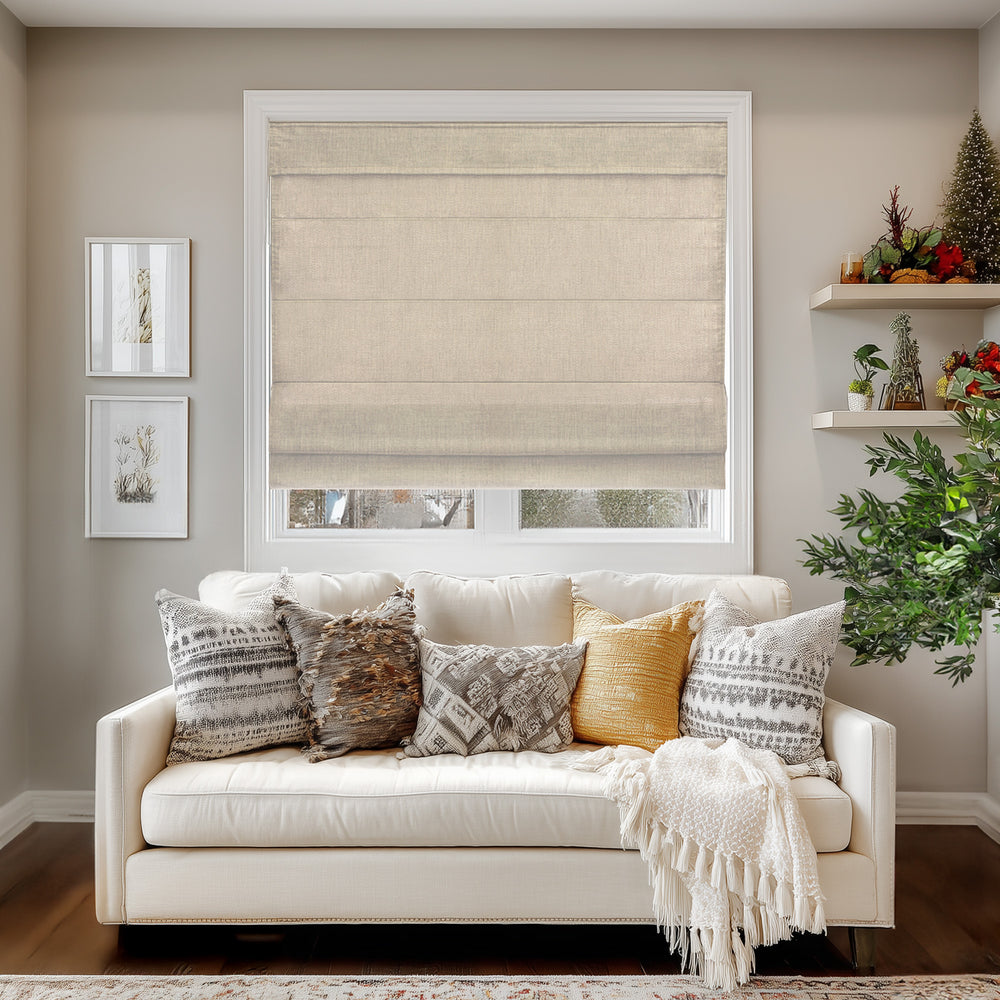 Roman Shades - Light Filtering, Crosshatched with Liner and Valance