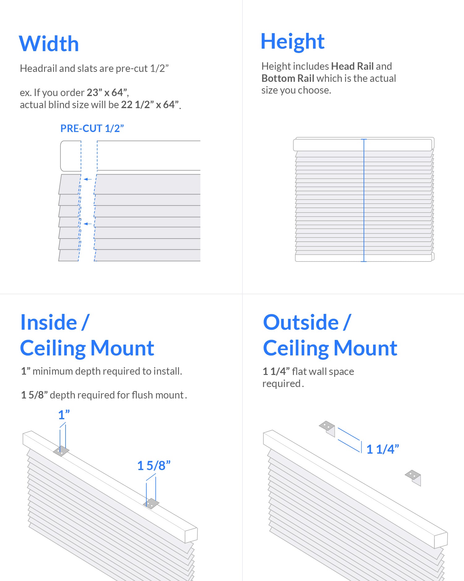 60" Mini Blinds – Room Darkening, 1" Slats, White