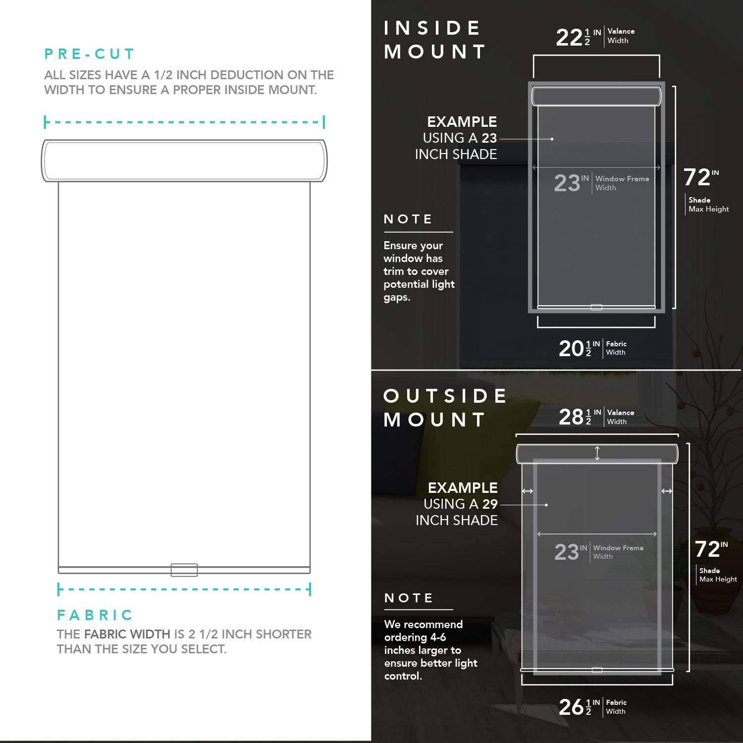 Chicology Roller Shades Pebble / 20"W X 72"H Cordless Roller Shades, Pebble RSDP2072