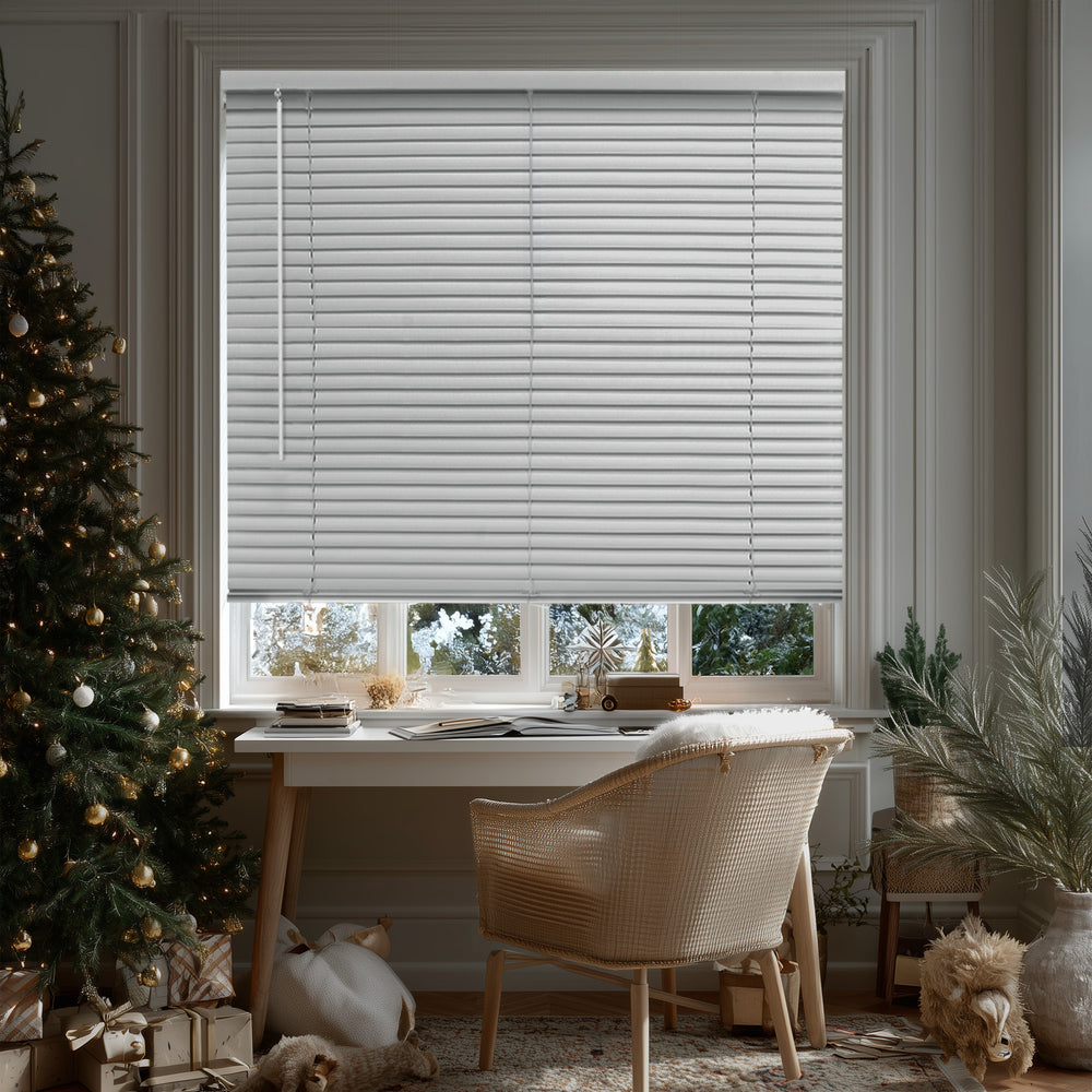 Mini Blinds – Blackout, 1" Slats, Midnight White