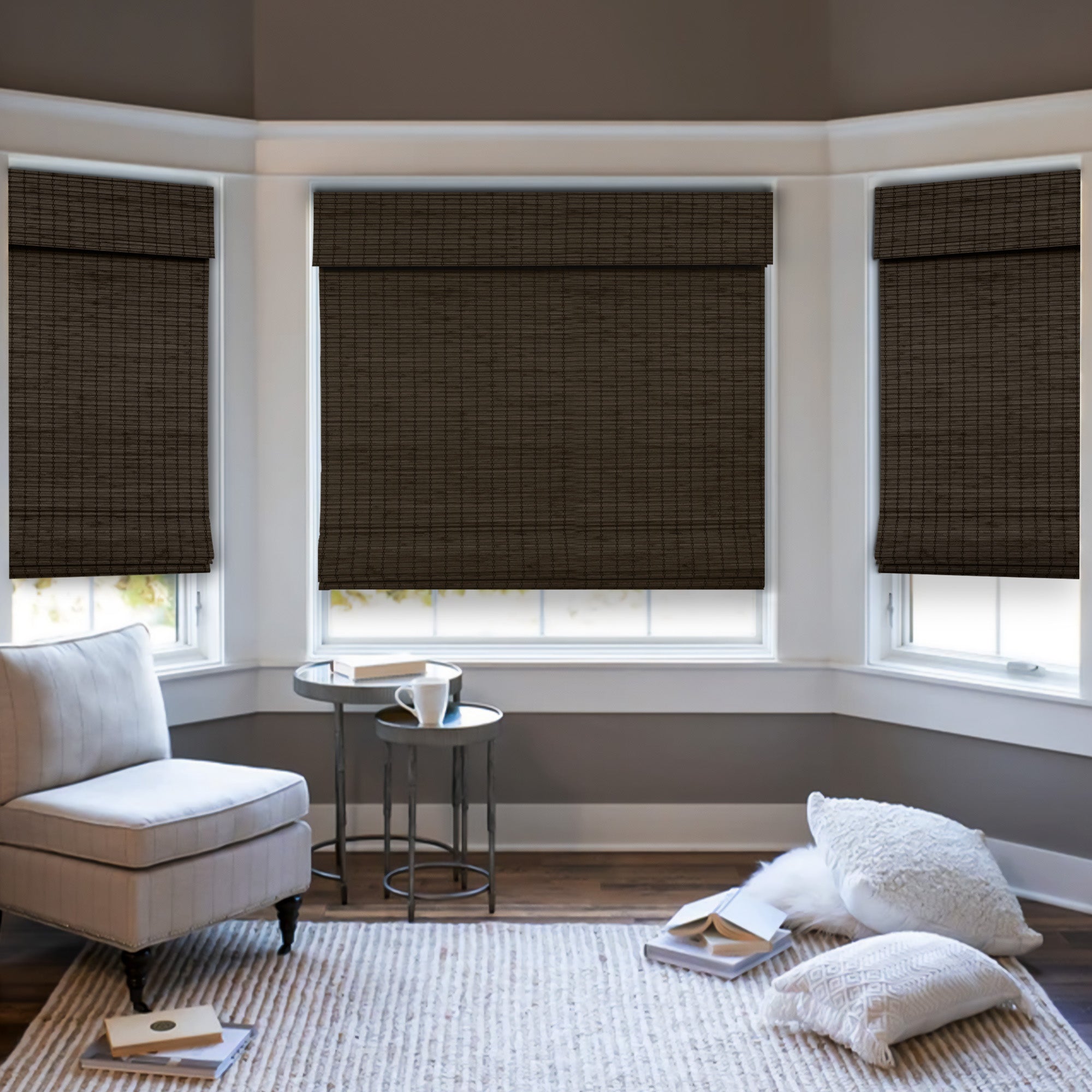 chicology Custom Bamboo Shades – Blackout Natural Woven Onyx