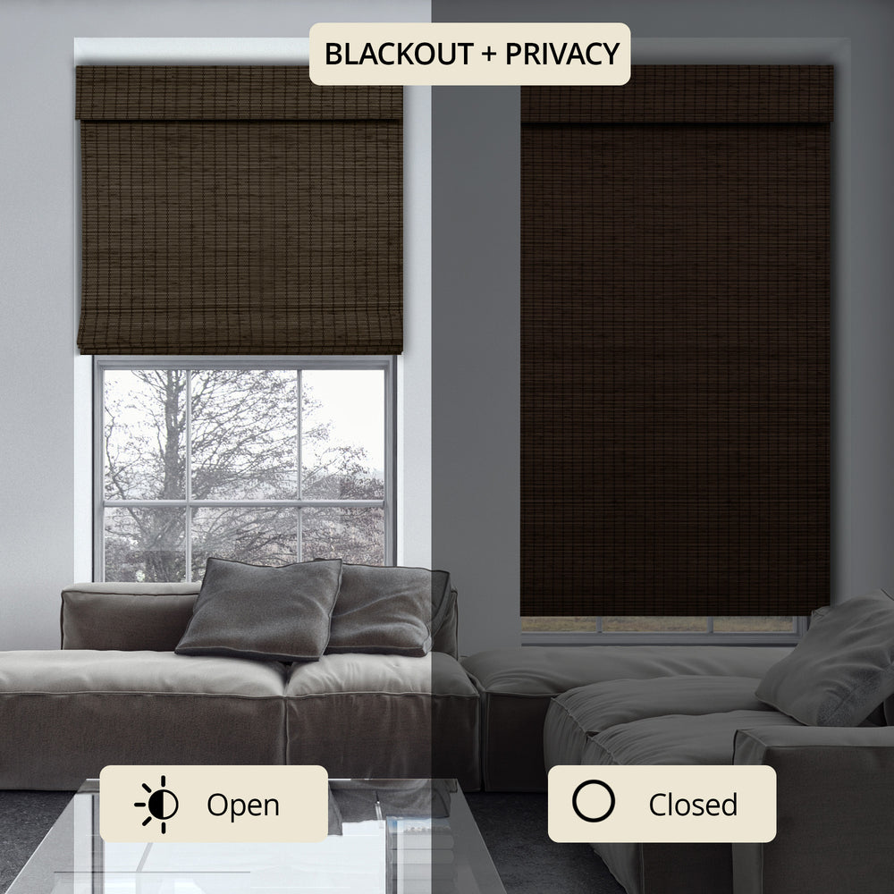 Custom Bamboo Shades – Blackout, Onyx – Chicology