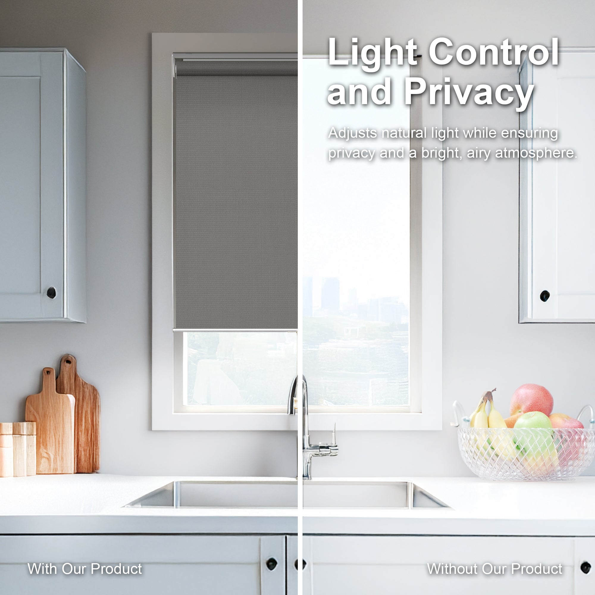 Cordless Roller Shades | Light Filtering, Urban Gray - 23