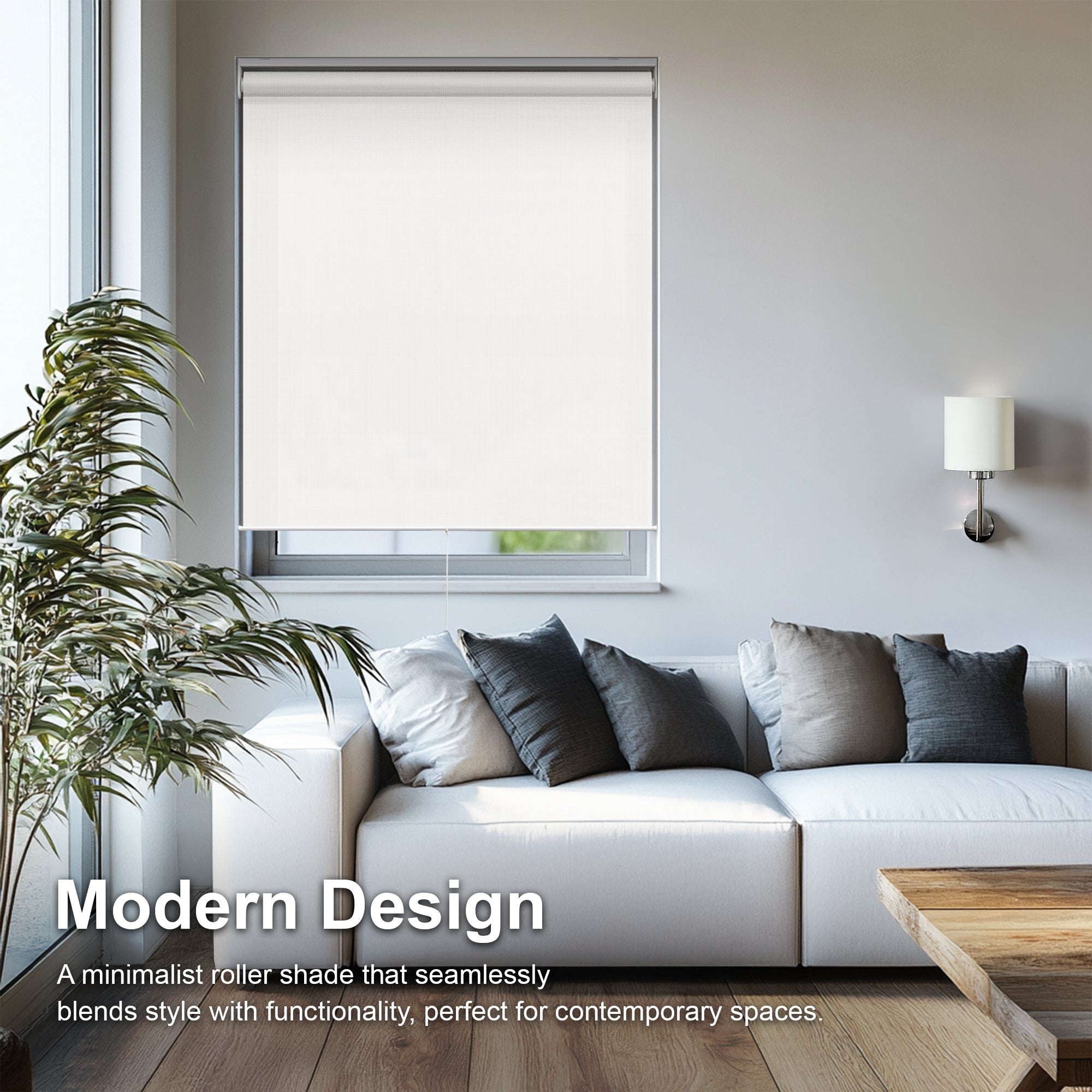Cordless Roller Shades | Light Filtering, Urban White - 23