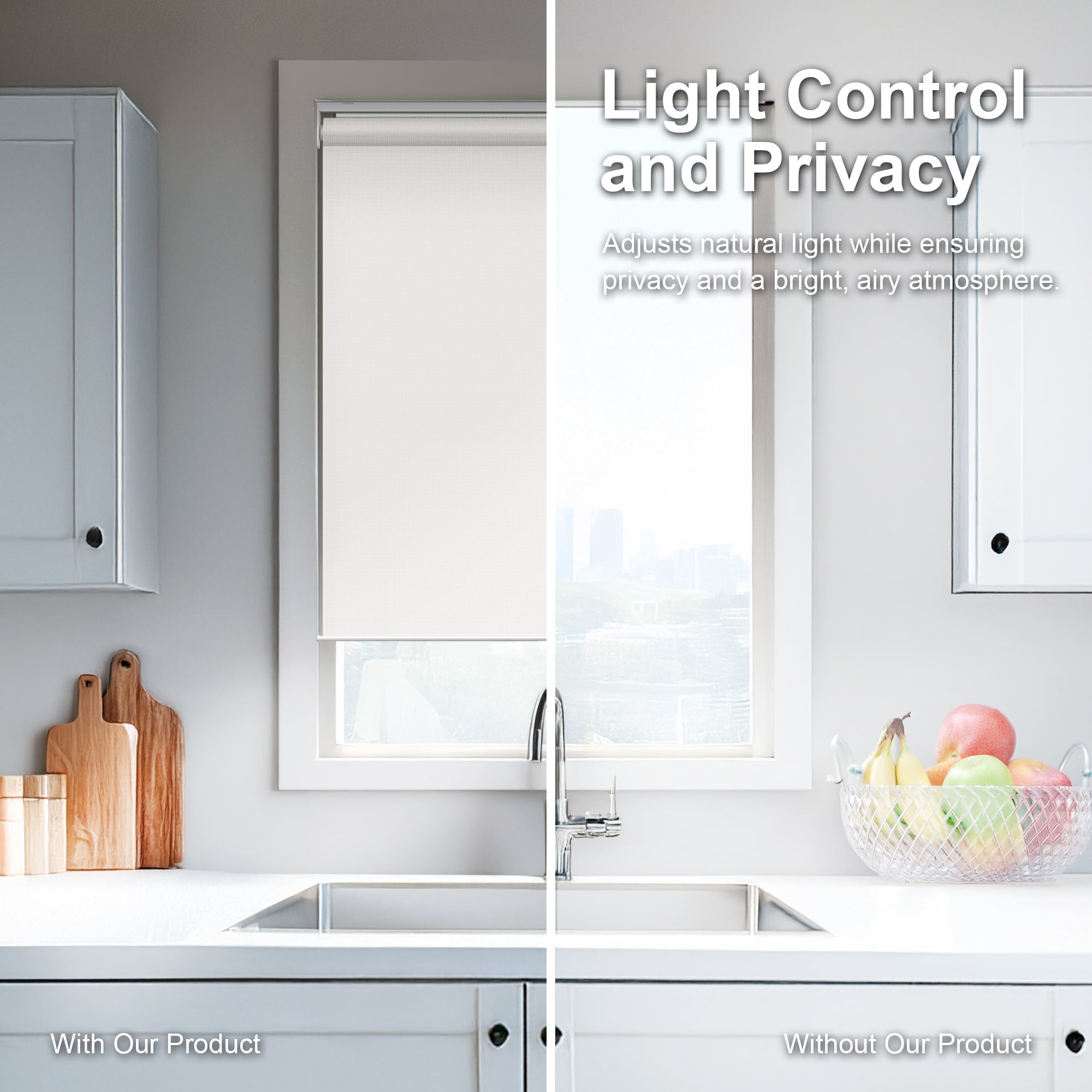 Cordless Roller Shades | Light Filtering, Urban White - 23