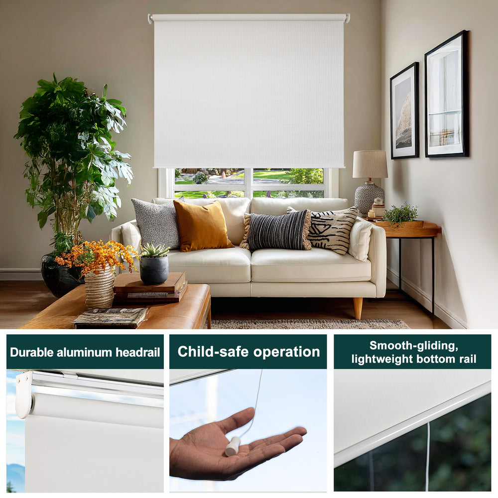 Roller Shades - Light Filtering, Natural Weave, Woven White