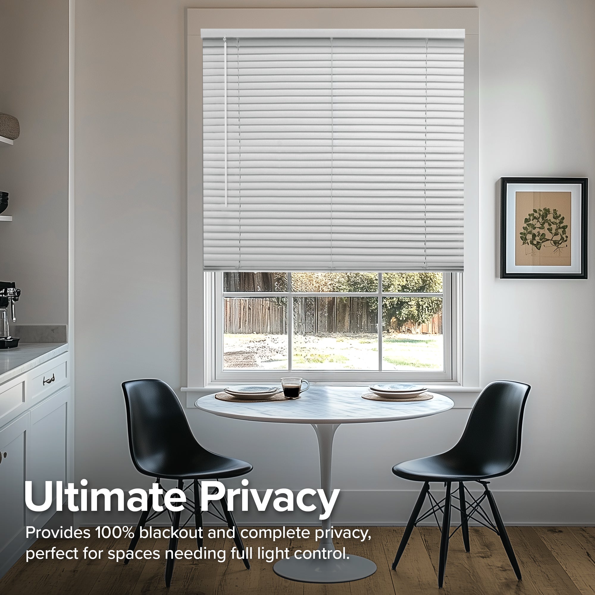 Cordless Vinyl Mini Blinds | Blackout, White - 84-inch