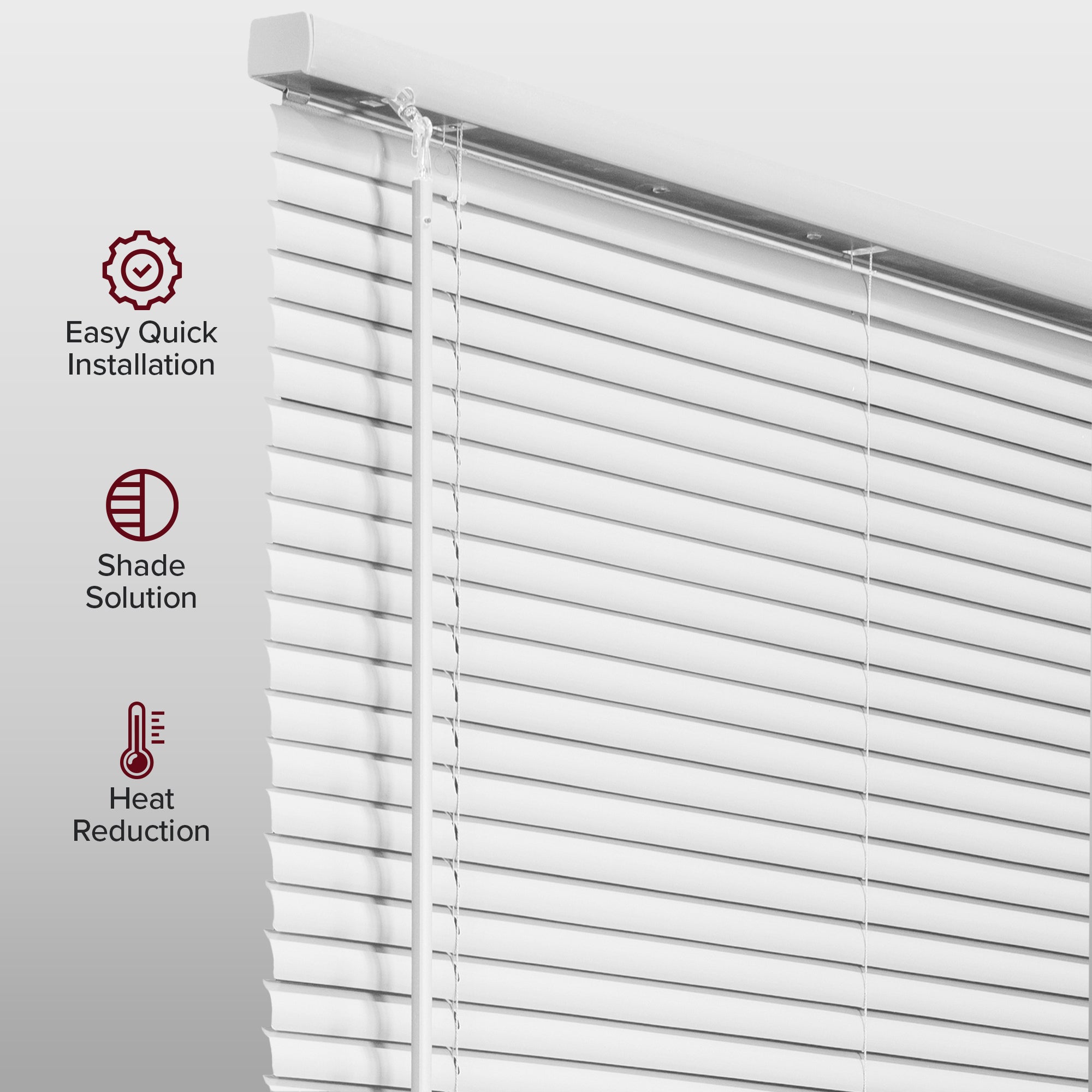 Cordless Vinyl Mini Blinds | Blackout, White - 84-inch