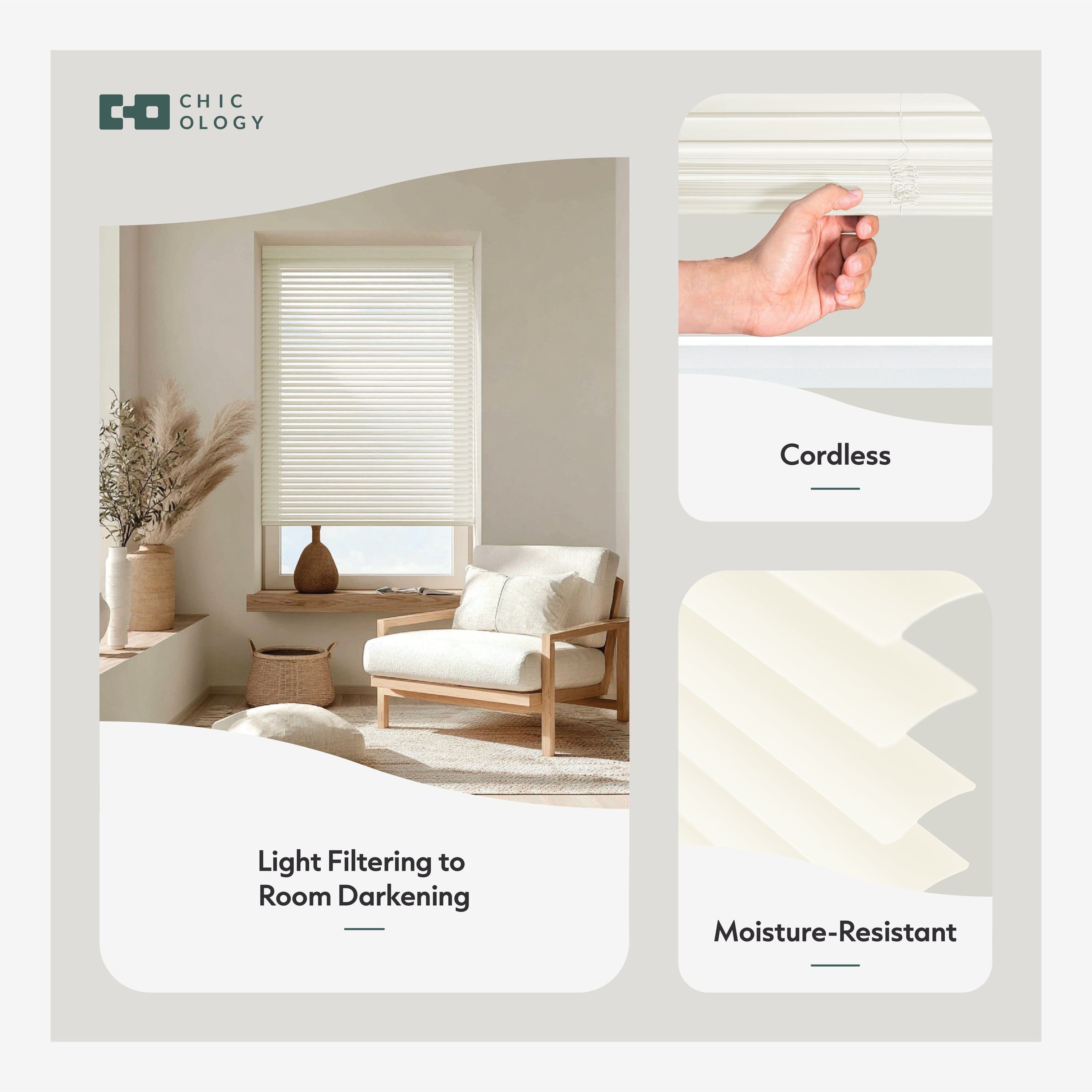 Mini Blinds – Room Darkening, 1" Slats,  Alabaster