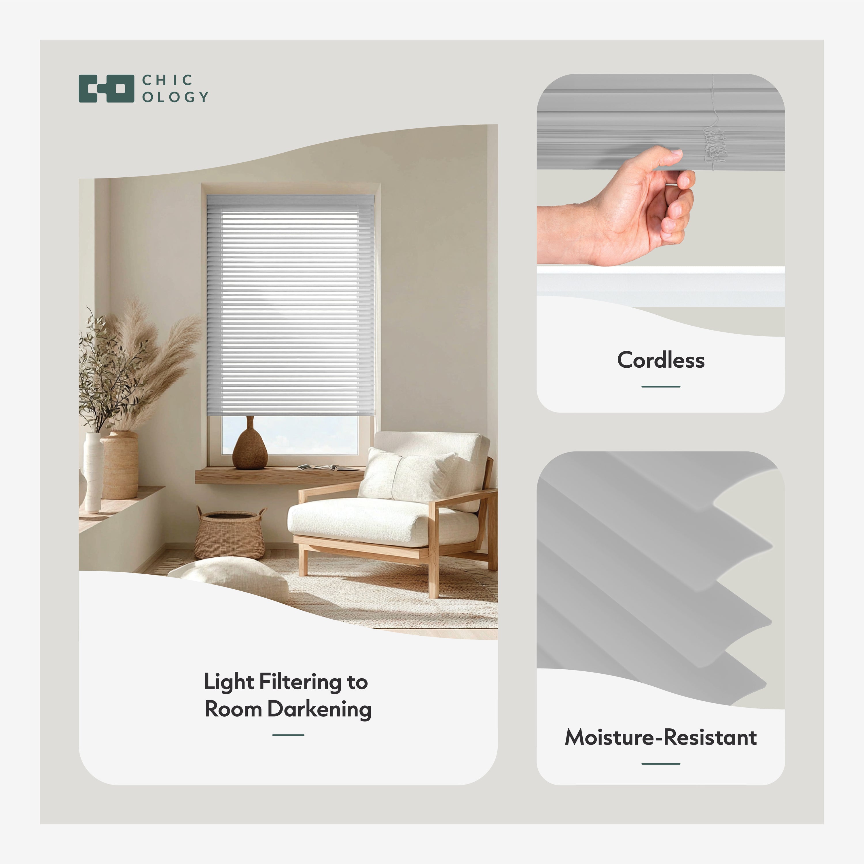 Mini Blinds – Room Darkening, 1" Slats,  Gray
