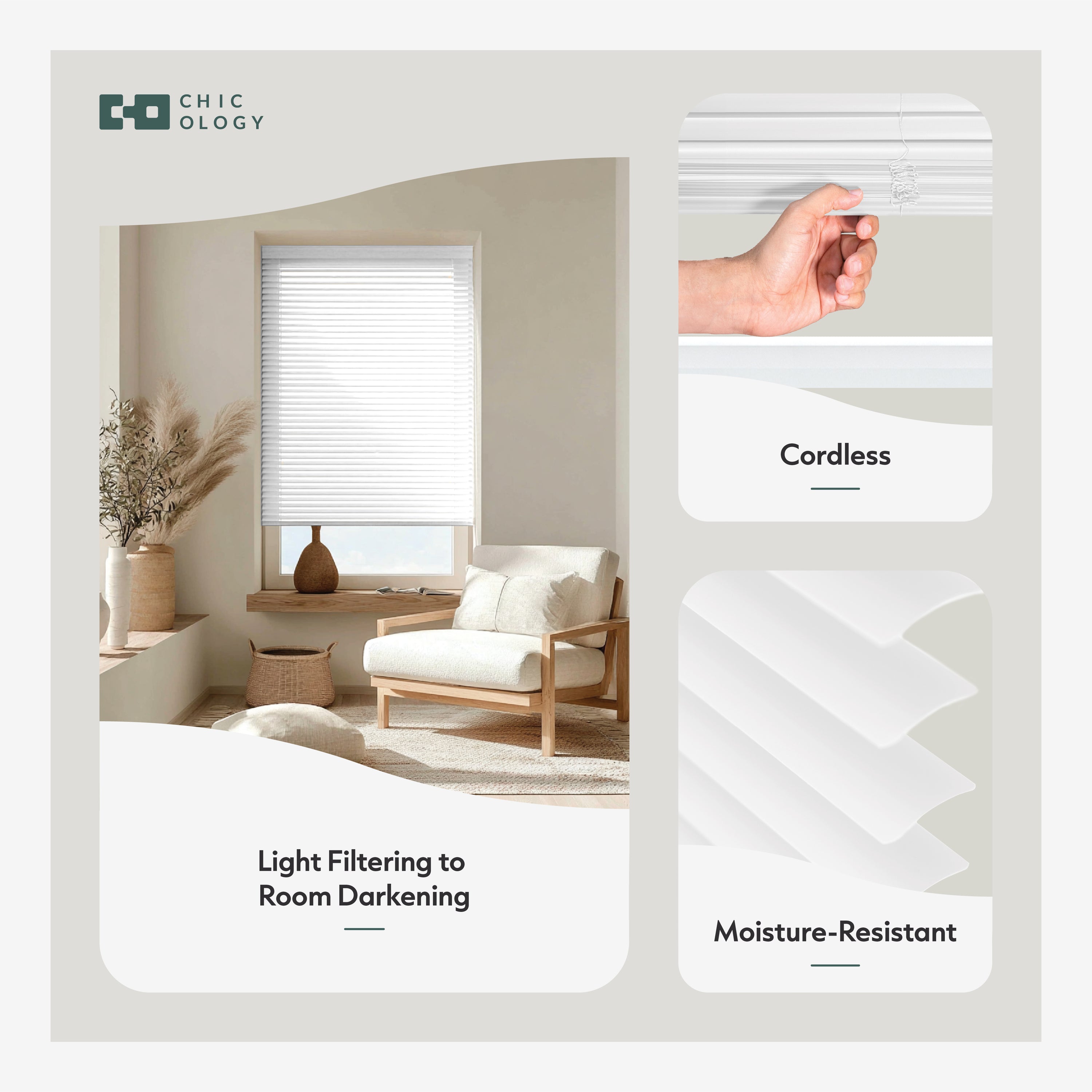 Mini Blinds – Room Darkening, 1" Slats,  White