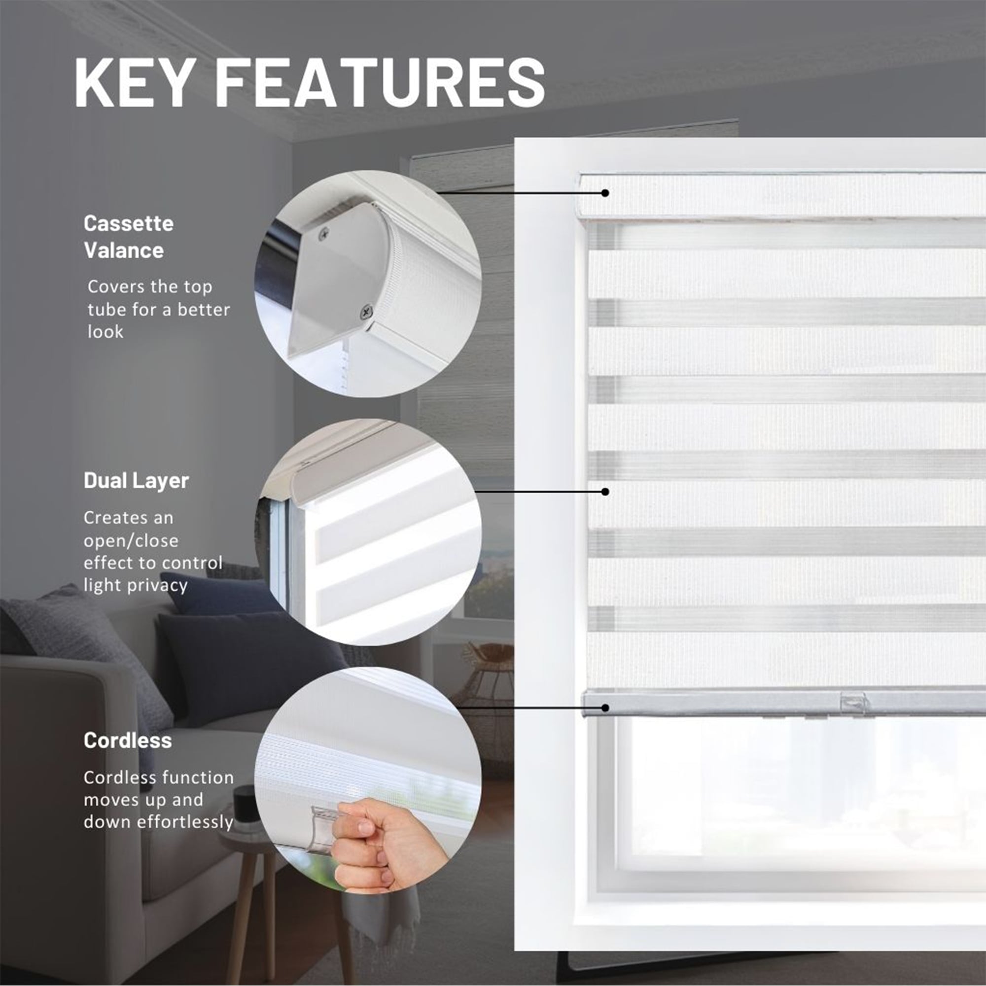 リサコンテ　リバーシブルコート　シルバー　サイズ42 Light Filtering/Room Darkening Zebra Roller Shade – Chicology