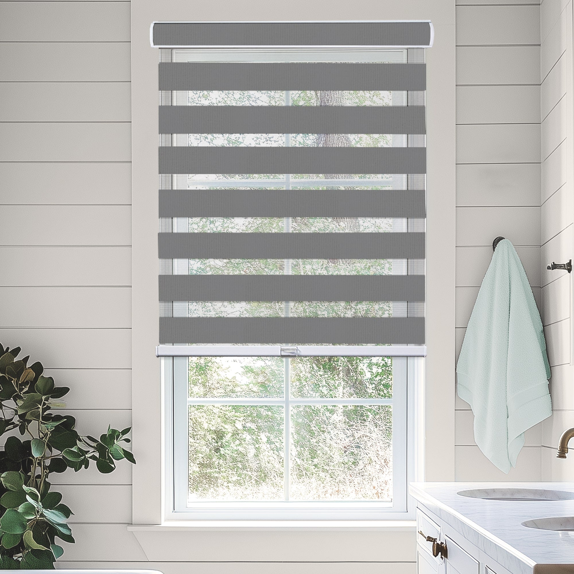 chicology Zebra Shades – Room Darkening Dual Layer Slate