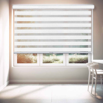 CHICOLOGY Dual Layer & Privacy Free-Stop Cordless Zebra Roller Shades 