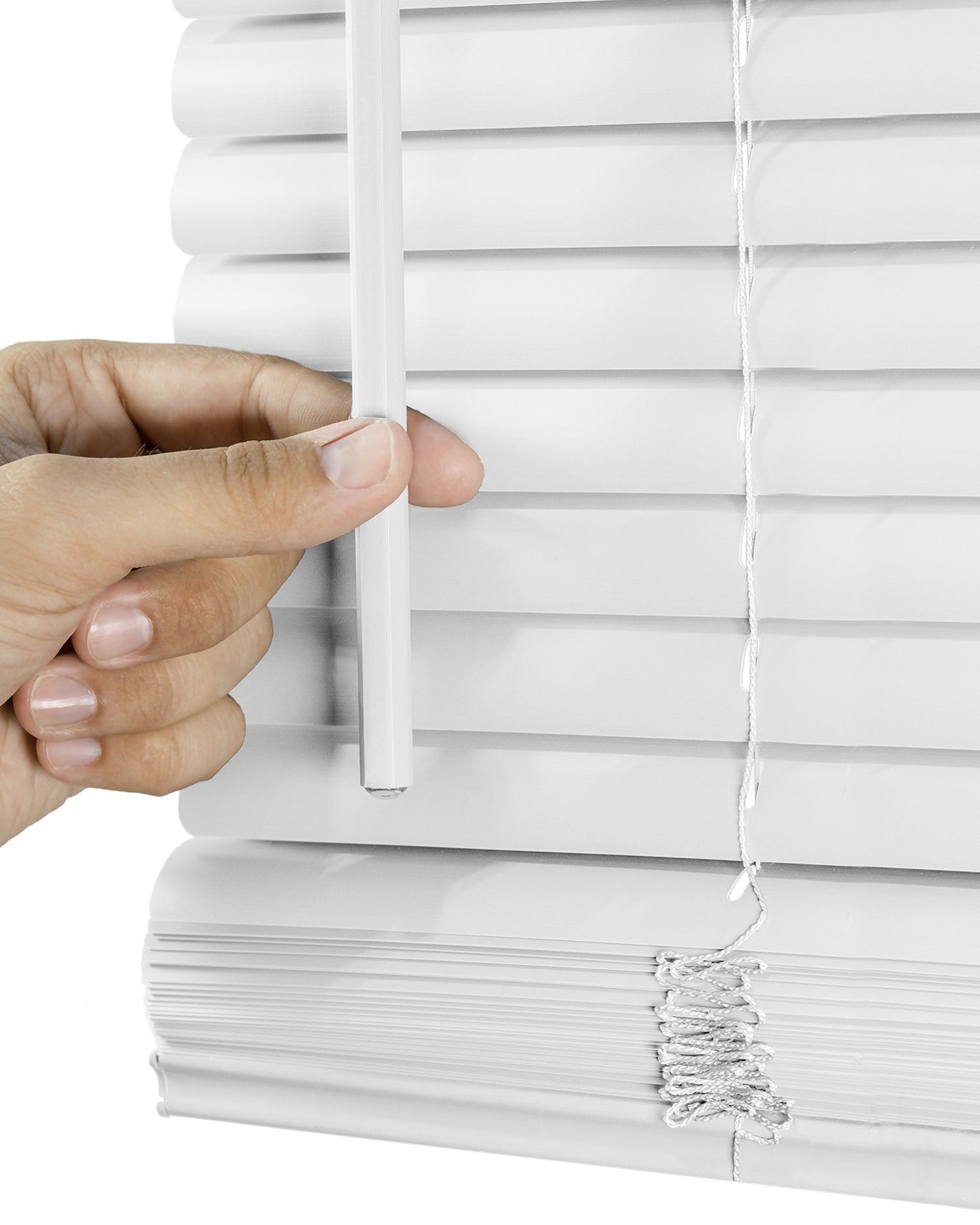 Cordless Vinyl Mini Blinds in White 60 inch Heights Chicology