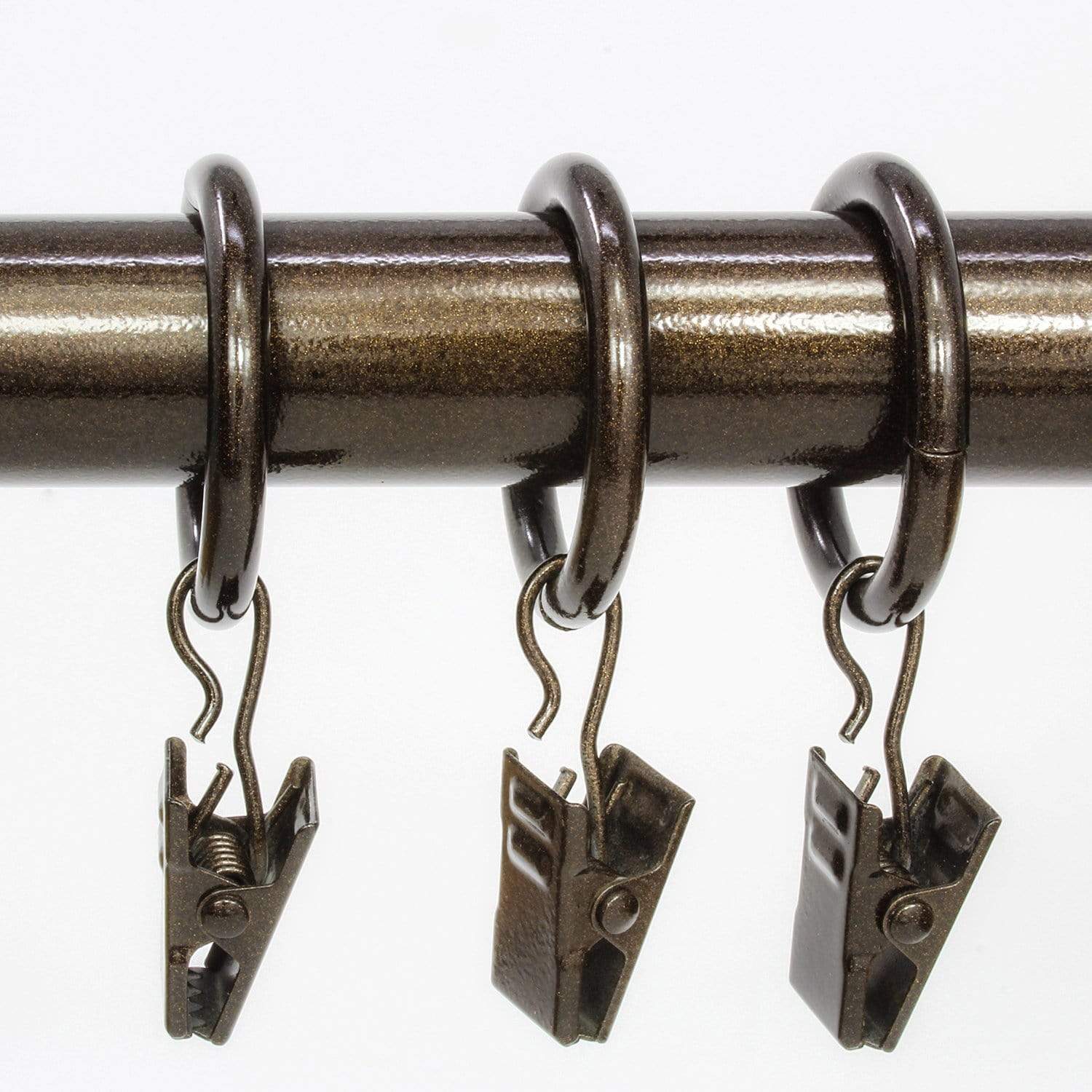 Metal Curtain Clip Rings 2 inch Interior Diameter Set of 14 (Bronze Antiqued)